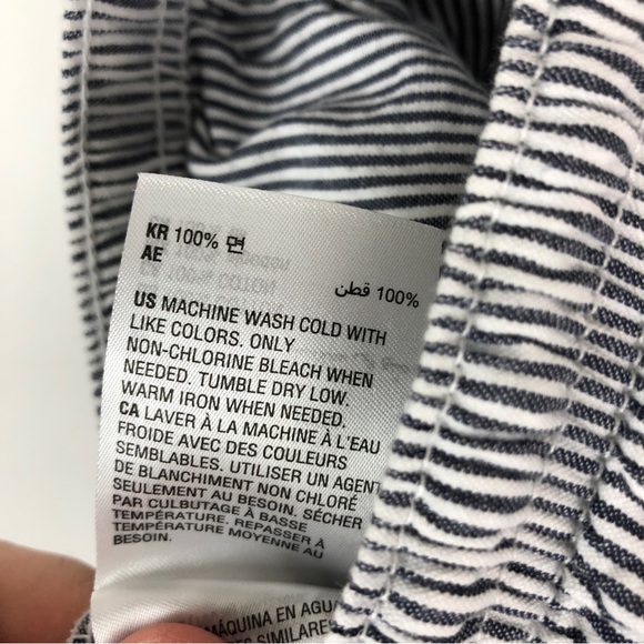 Karen Scott 100% Cotton Wide Leg Cropped Pants Vertical Striped Blue White - Picture 7 of 9